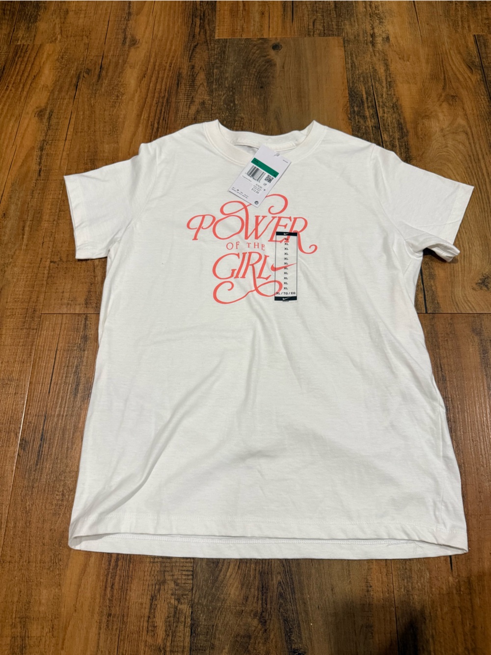 BOGO Nike White Tee with Pink 'Power of the Girl' Script